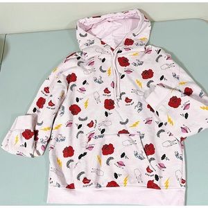 Pink Pastel Cartoon Graphic Pullover Hoodie Sweatshirt Sweater Size M 💖🌹✨